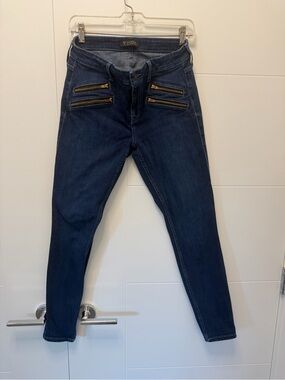 Guess Navy Skinny Jeans with Gold Zippers